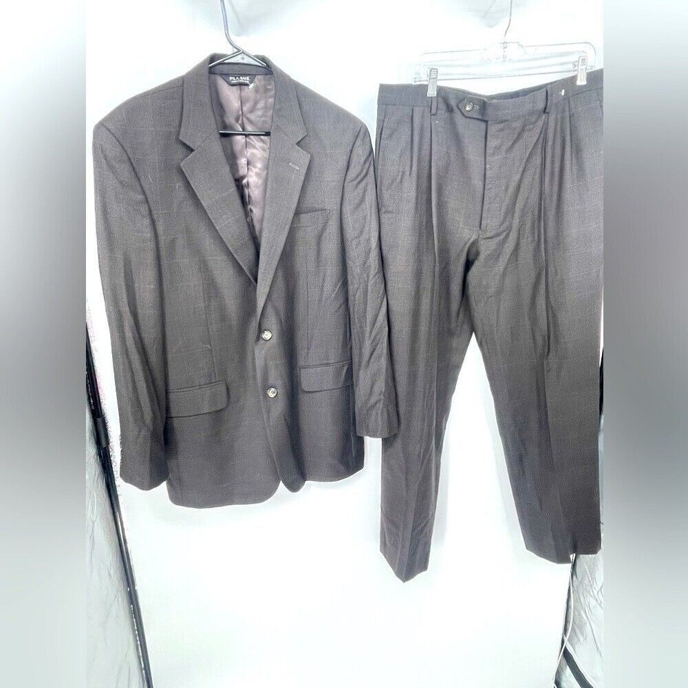 Jos A bank two piece brown pin strip suit size 42L
